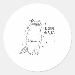 Womens I Require Snacks Racoon V-neck _1 Classic Round Sticker