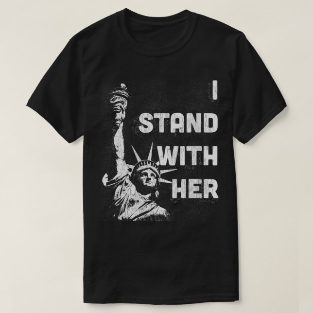 Womens I Stand With Her T  Statue of Liberty VNeck T-Shirt (Design Front)