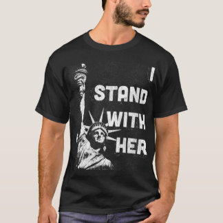Womens I Stand With Her T Statue of Liberty VNeck T-Shirt