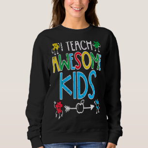 Womens I Teach Awesome Kids Autism Awareness Sped Sweatshirt