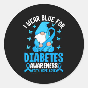 Womens I Wear Blue For Diabetes Awareness Faith Ho Classic Round Sticker