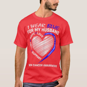 Womens I Wear Blue For My Husband Colon Cancer Awa T-Shirt