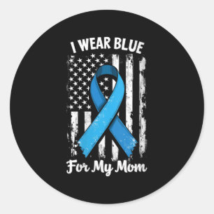 Womens I Wear Blue For My Mum Diabetes Awareness M Classic Round Sticker