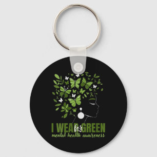 Womens I Wear Green For Mental Health Awareness Mo Key Ring
