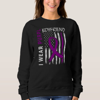 Womens I Wear Purple For My Boyfriend Epilepsy Awa Sweatshirt