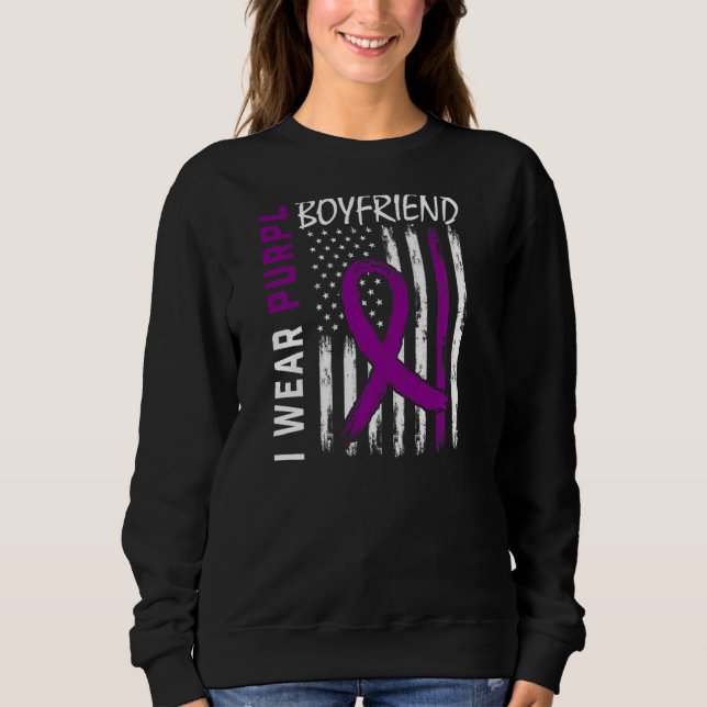 Womens I Wear Purple For My Boyfriend Epilepsy Awa Sweatshirt (Front)