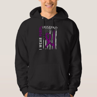 Womens I Wear Purple For My Husband Epilepsy Aware Hoodie