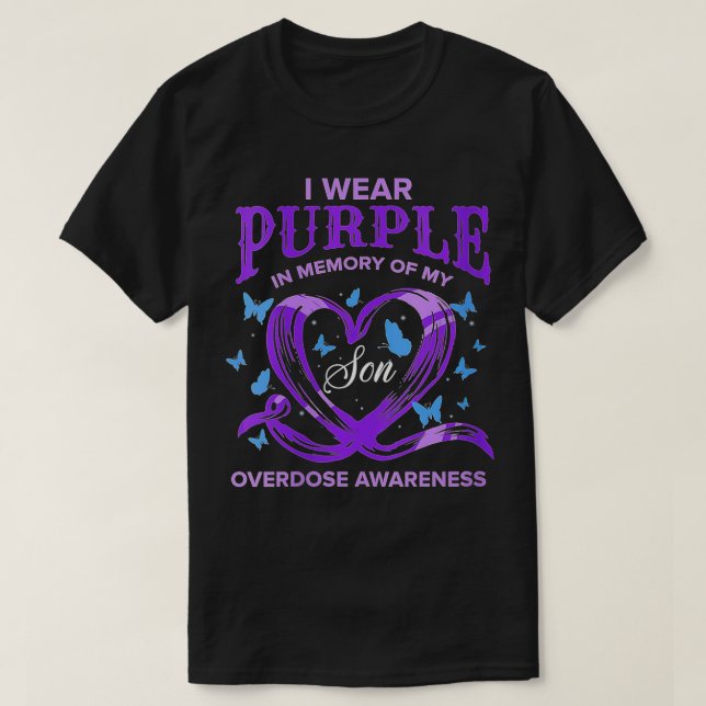 Womens I Wear Purple For My Son Overdose Awareness T-Shirt (Design Front)