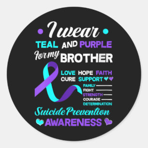 Womens I Wear Teal & Purple For My Brother Sui Classic Round Sticker