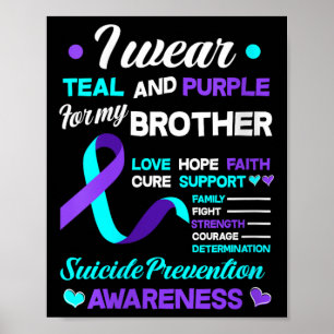 Womens I Wear Teal & Purple For My Brother Sui Poster