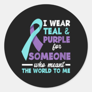 Womens I Wear Teal & Purple For Someone I Love Classic Round Sticker