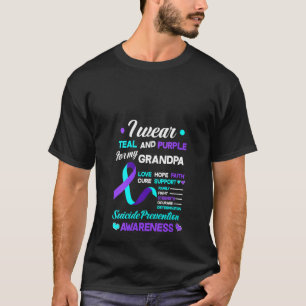 Womens I Wear Teal & Purple For My Grandpa Suicide T-Shirt