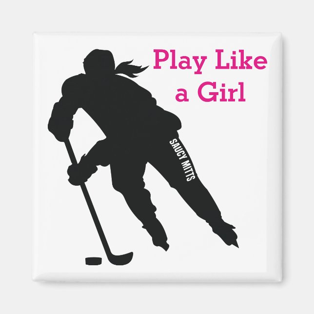 Women's Ice Hockey Player Sihlouette Magnet (Front)