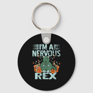 Womens I'm A Nervous Rex Funny Christmas Dinosaur Key Ring