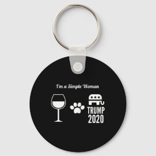Womens I'm A Simple Woman Funny Wine Dogs Trump Re Key Ring