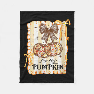 Womens I'm Her Pumpkin Cherry Couple Coquette Bow  Fleece Blanket