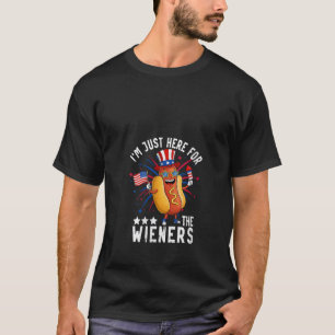Womens Im Just Here For The Wieners Hotdog 4th Of T-Shirt