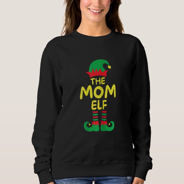 Womens I'm Mom Elf Family Matching Group Christmas Sweatshirt (Front)