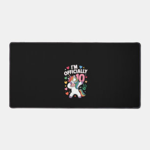 Womens I'm Officially 10 Unicorn Dabbing 10 Birthd Desk Mat