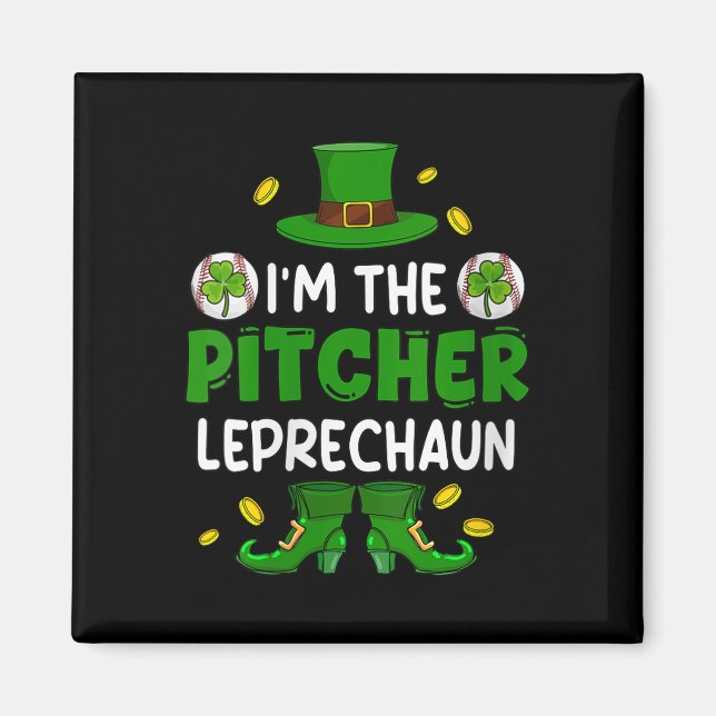 Womens Im Pitcher Baseball St. Patricks Day Boy Sh Magnet (Front)