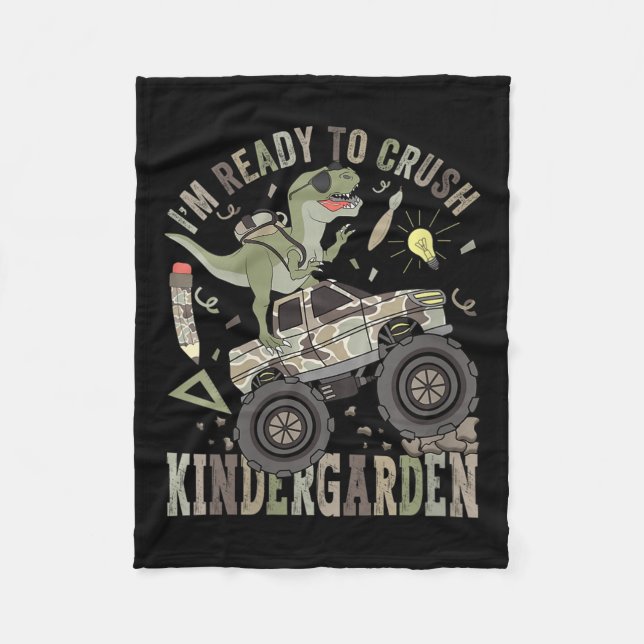 Womens Im Ready To Crush Kindergarten Monster Truc Fleece Blanket (Front)