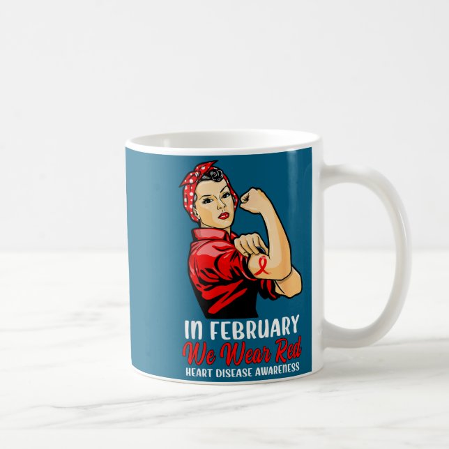 Womens In February We Wear Red - Heart Disease Awa Coffee Mug (Right)