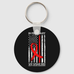 Womens In February We Wear Red Heart Disease Aware Key Ring