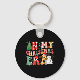 Womens In My Christmas Era Cute Groovy Christmas H Key Ring