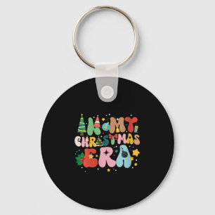 Womens In My Christmas Era Retro Groovy Christmas Key Ring