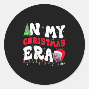 Womens In My Christmas Era Winter Season Groovy Xm Classic Round Sticker