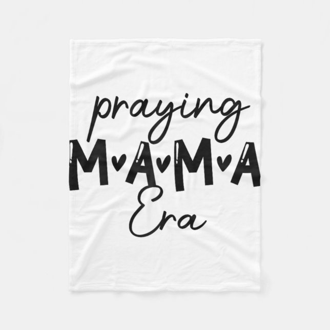 Womens In My Praying Mama Era Mum Christian Mother Fleece Blanket (Front)