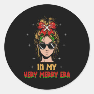 Womens In My Very Merry Era - Cute Groovy Xmas Pre Classic Round Sticker
