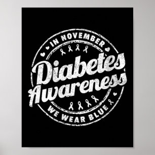 Womens In November We Wear Blue Diabetes Awareness Poster