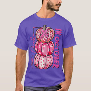 Womens In October We Wear Pink Pumpkin Leopard Bre T-Shirt