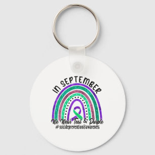 Womens In September We Wear Teal And Purple Suicid Key Ring