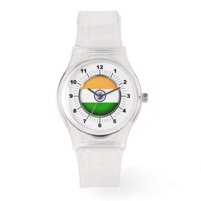 Women's India Flag Sporty Pink Silicon Watch (Front)