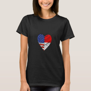Womens Indonesia USA Heart American Flag Indonesia T-Shirt