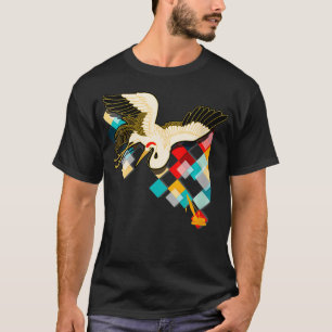 Womens Industrial & Asian Cranes Collage Art, Arti T-Shirt