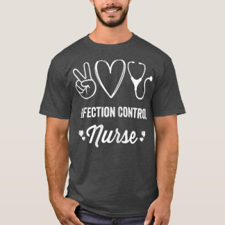 Womens Infection Control Nurse Heart Stethoscope V T-Shirt