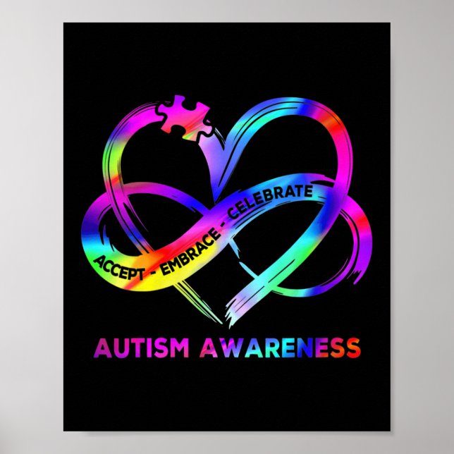 Womens Infinity Heart Autism Awareness Accept Embr Poster (Front)