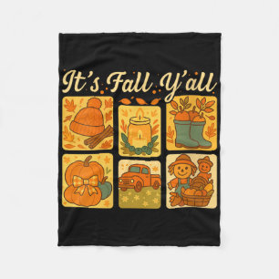 Womens It’s Fall Y’all Pumpkin Scarecrow Cute Autu Fleece Blanket