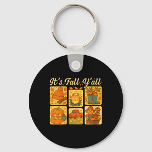 Womens It’s Fall Y’all Pumpkin Scarecrow Cute Autu Key Ring