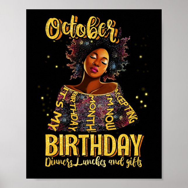 Womens It’s My Birthday October Accepting Birthday Poster (Front)