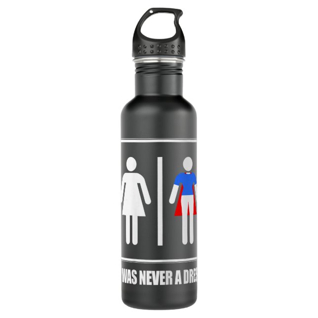 Womens It Was Never A Dress Superhero Women's Powe 710 Ml Water Bottle (Front)