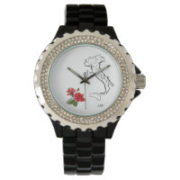 *~* Women's Italia Map Italy Roses Rhinestones