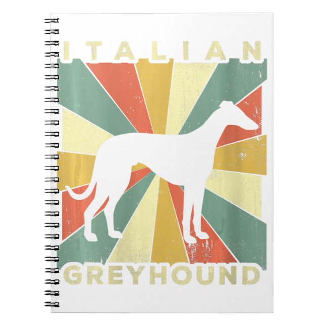 Womens Italian Greyhound Dog 70s Gift V-Neck Notebook (Front)