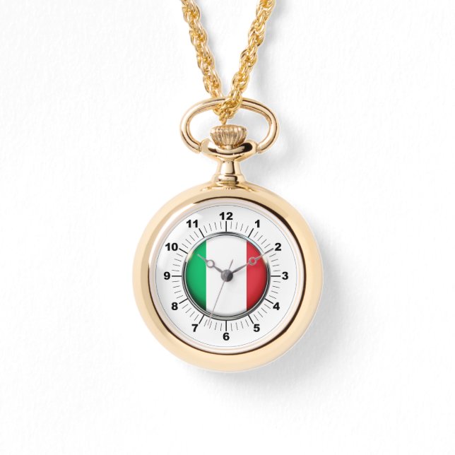 Women's Italy Flag Wraparound Gold Watch (Front)