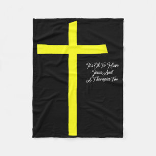 Womens Its Ok To Have Jesus And A Therapist Too Ch Fleece Blanket