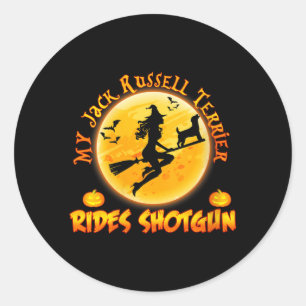 Womens Jack Russell Terrier Rides Shot Dog Classic Round Sticker