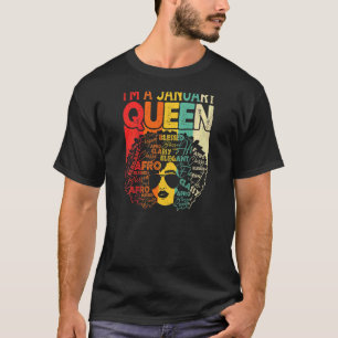 Womens January Birthday Women Black African Queen T-Shirt